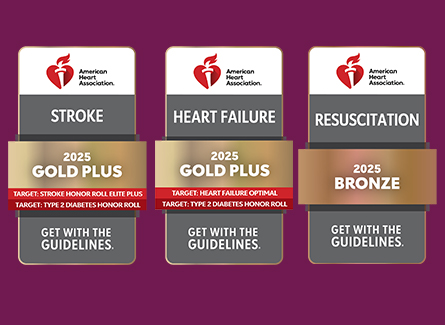 Get with the Guidelines gold and bronze badgets