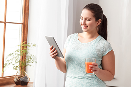 A woman on a mobile device