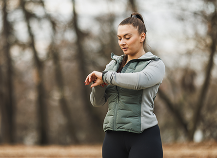 Woman walking in cold weather 