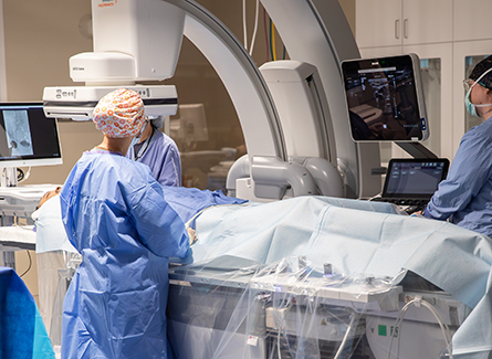 Photo of patient in Interventional Radiology suite